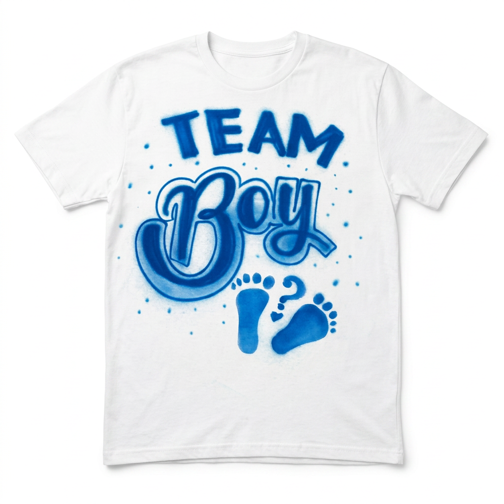 Signature Team Boy Footprints Gender Reveal Tee