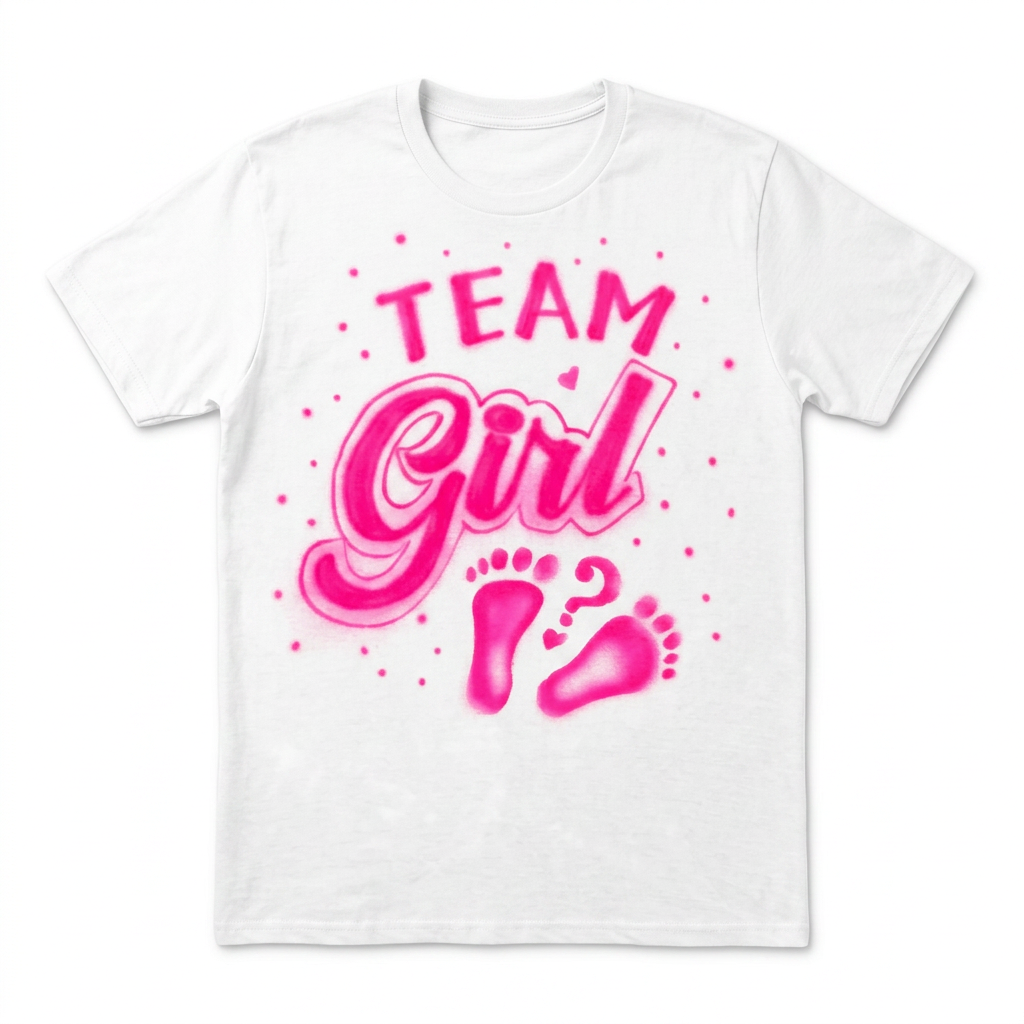 Signature Team Girl Footprints Gender Reveal Tee