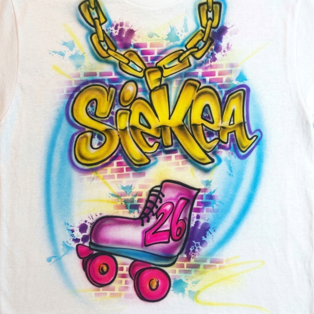 Celebration-Grade 90s Skate Birthday Tee — hand airbrushed custom design