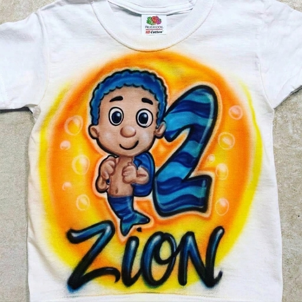 Artisan Bubble Guppies - Goby Birthday Tee — hand airbrushed custom design
