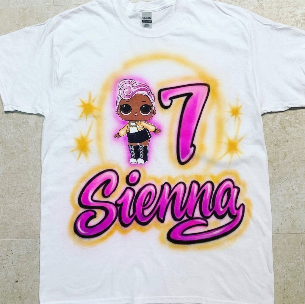 Premium Doll Cartoon Tee — hand airbrushed custom design