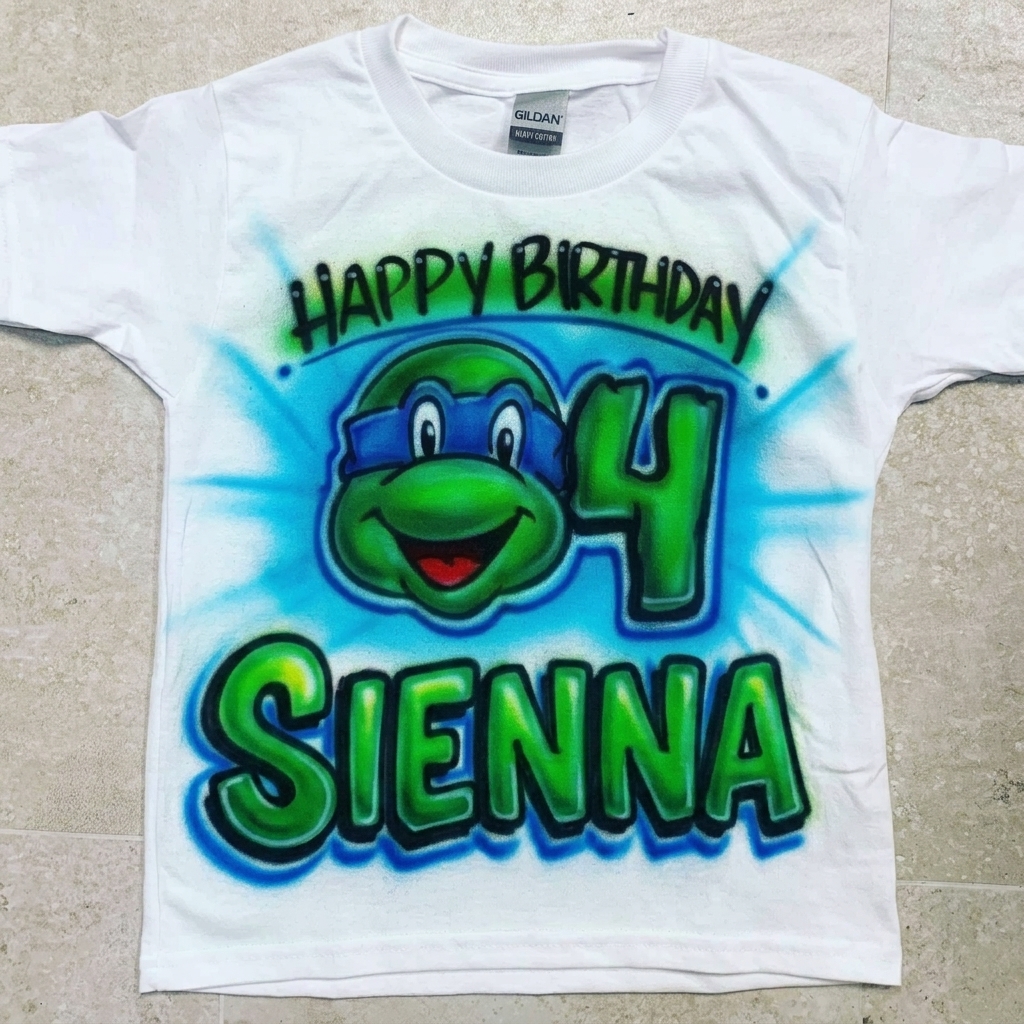 Custom Ninja Turtle Birthday Tee — hand airbrushed custom design