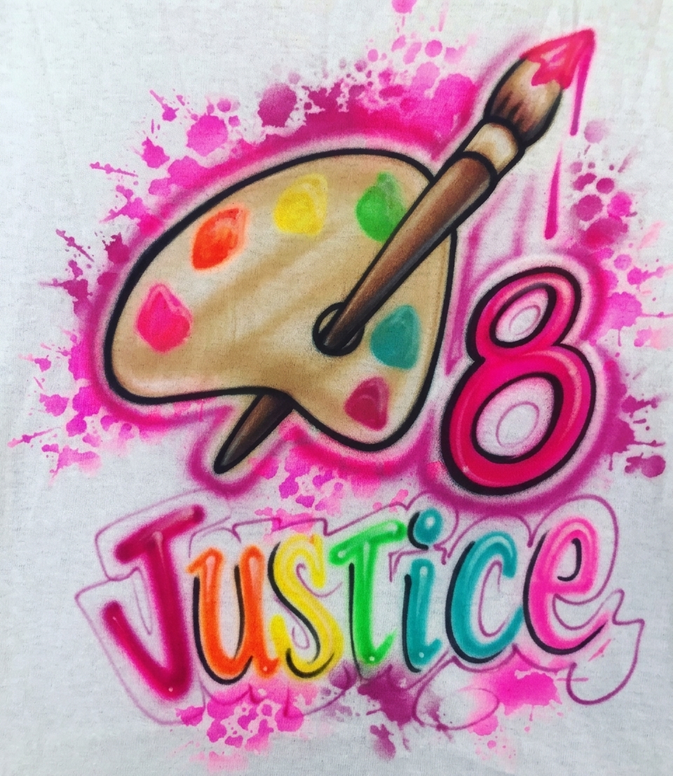 Premium Paint Palette Birthday Tee — hand airbrushed custom design