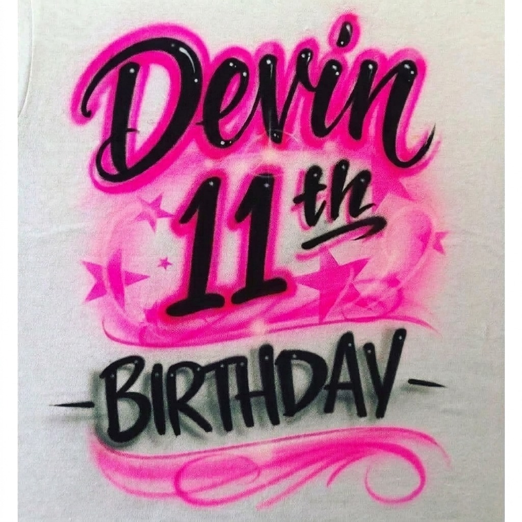 Signature Star Birthday Tee — hand airbrushed custom design