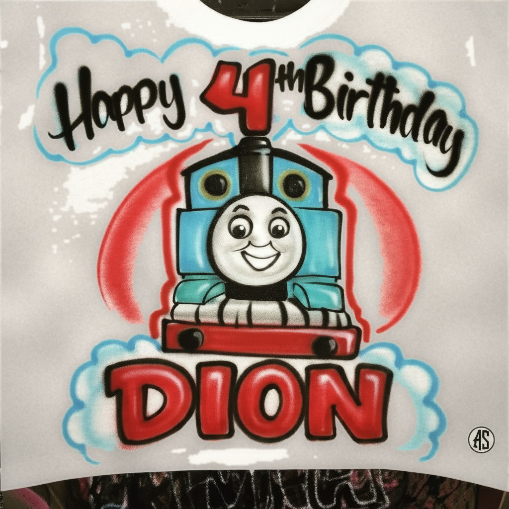 Premium Thomas the Train Tee — hand airbrushed custom design
