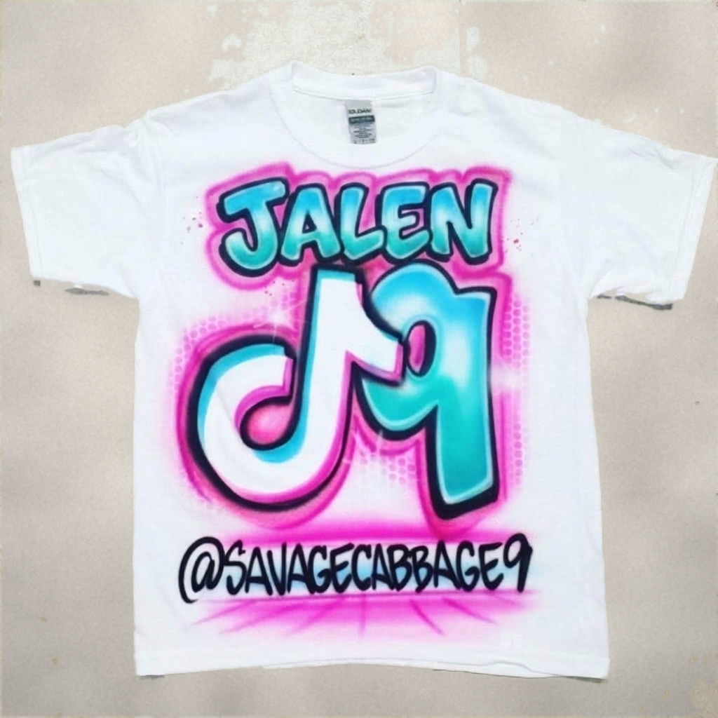 Master-Sprayed Tiktok Birthday Tee — hand airbrushed custom design
