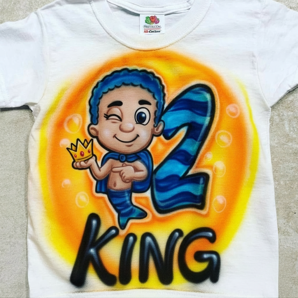 Premium Bubble Guppies - Goby Birthday Tee — hand airbrushed custom design