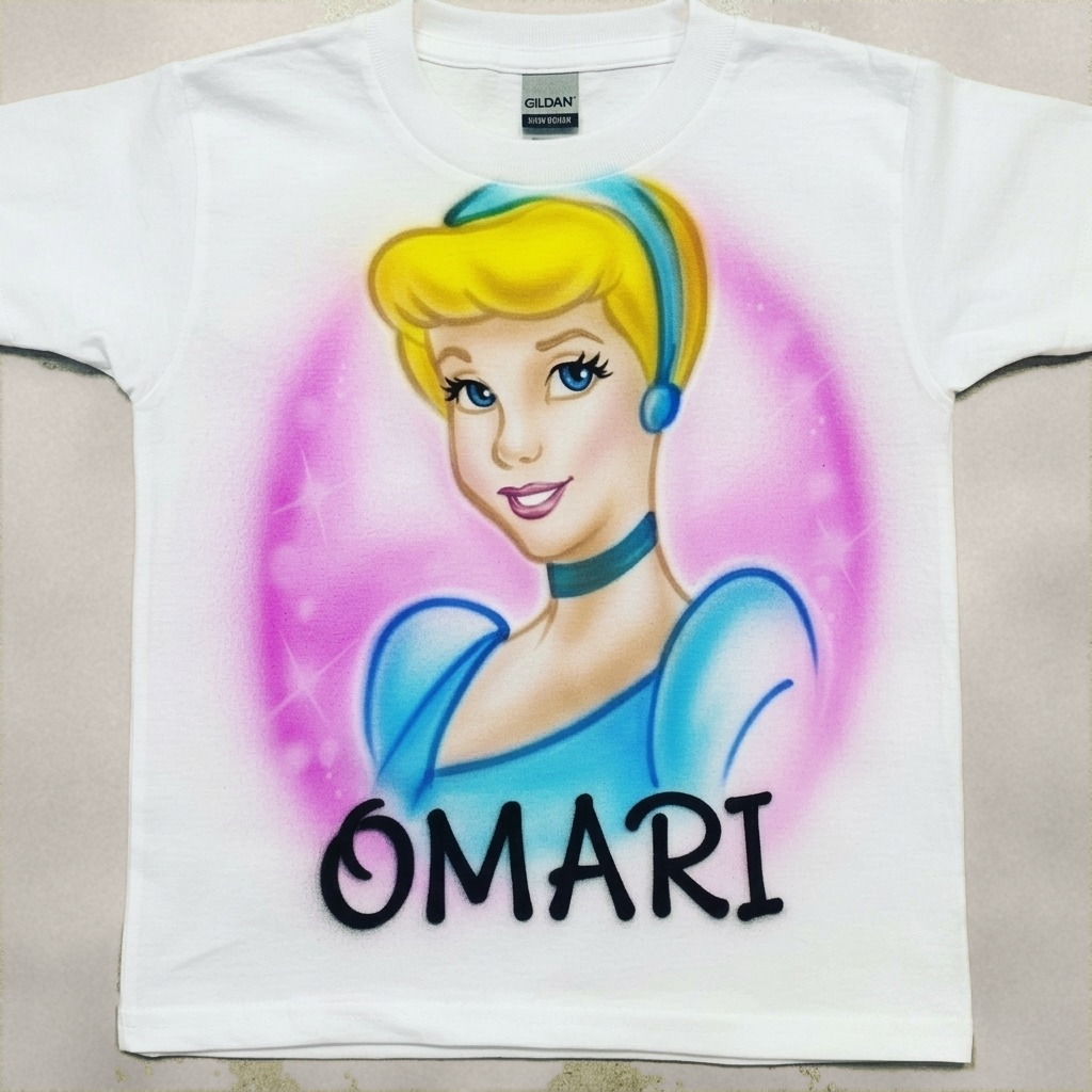 Signature Cinderella Birthday Tee — hand airbrushed custom design