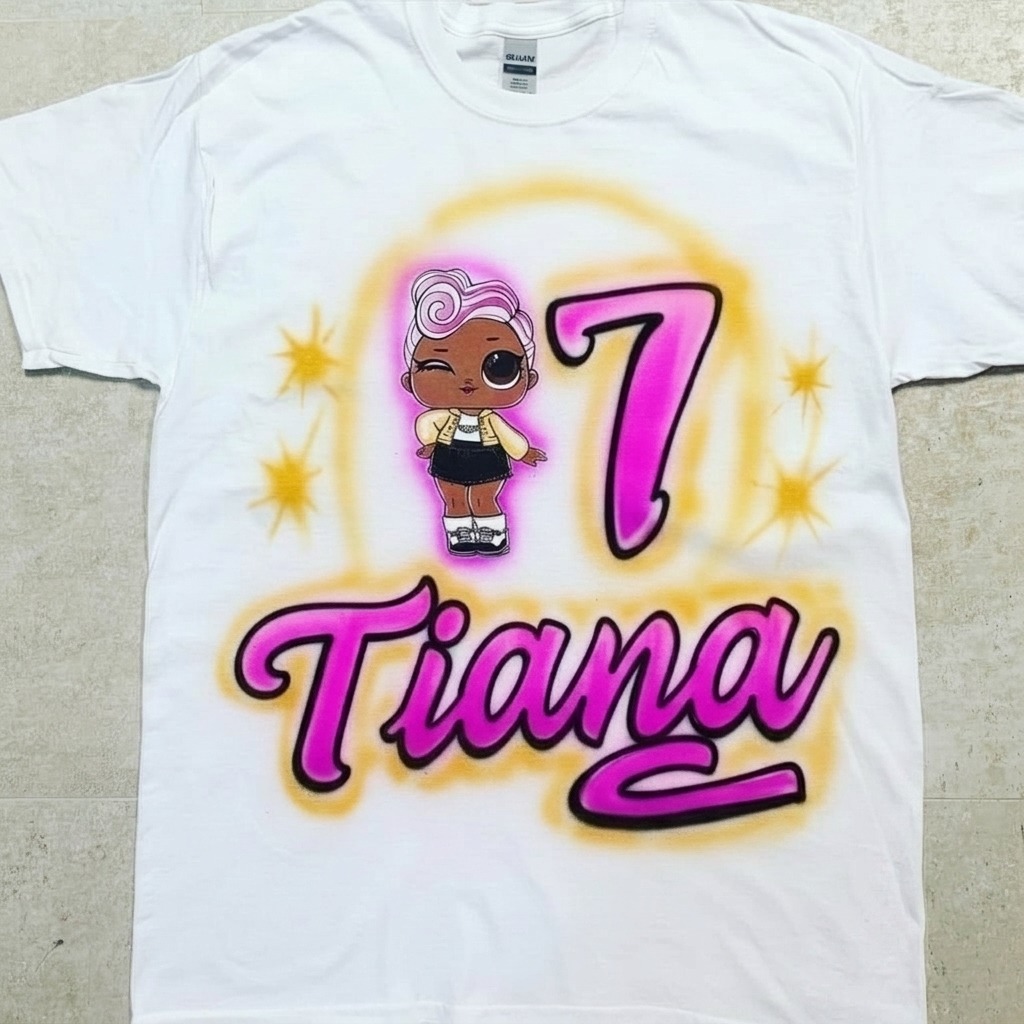 Studio Doll Cartoon Tee — hand airbrushed custom design