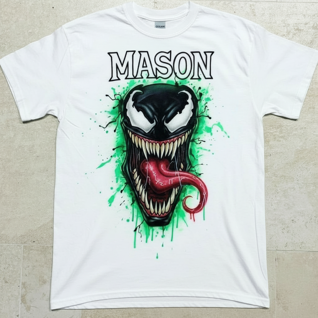 Artisan Venom Cartoon Tee — hand airbrushed custom design