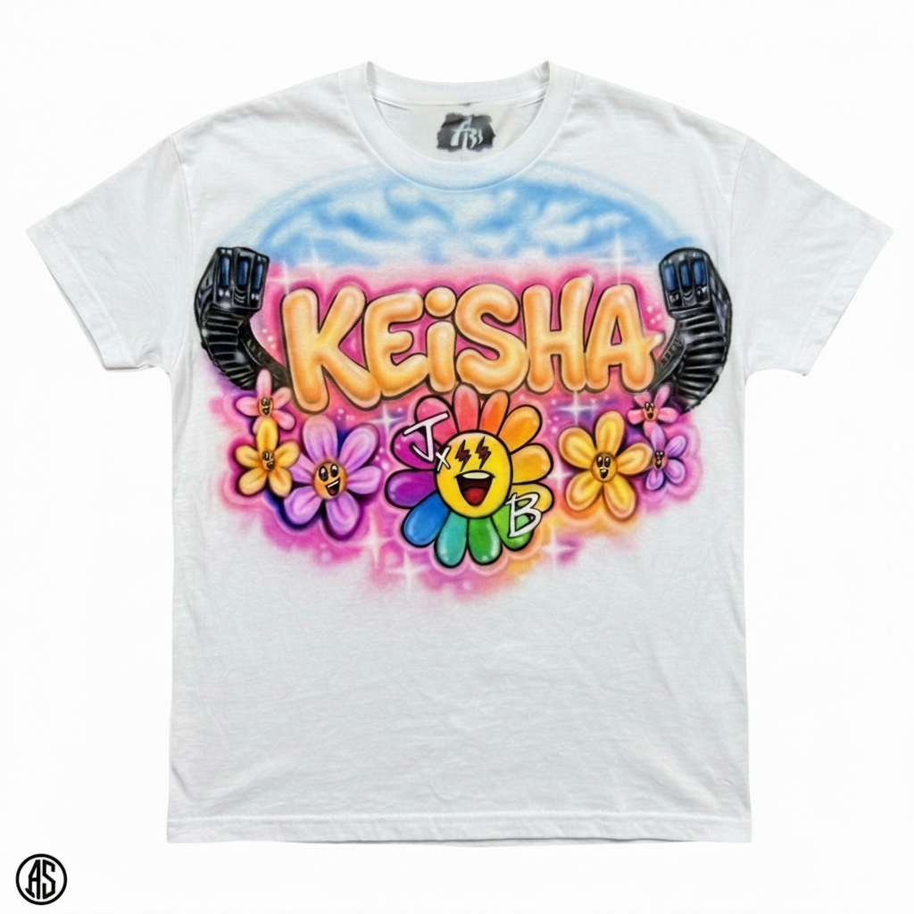 Tour-Grade J Balvin Tee — custom airbrush spray paint design on shirts, hats, shoes and outfits