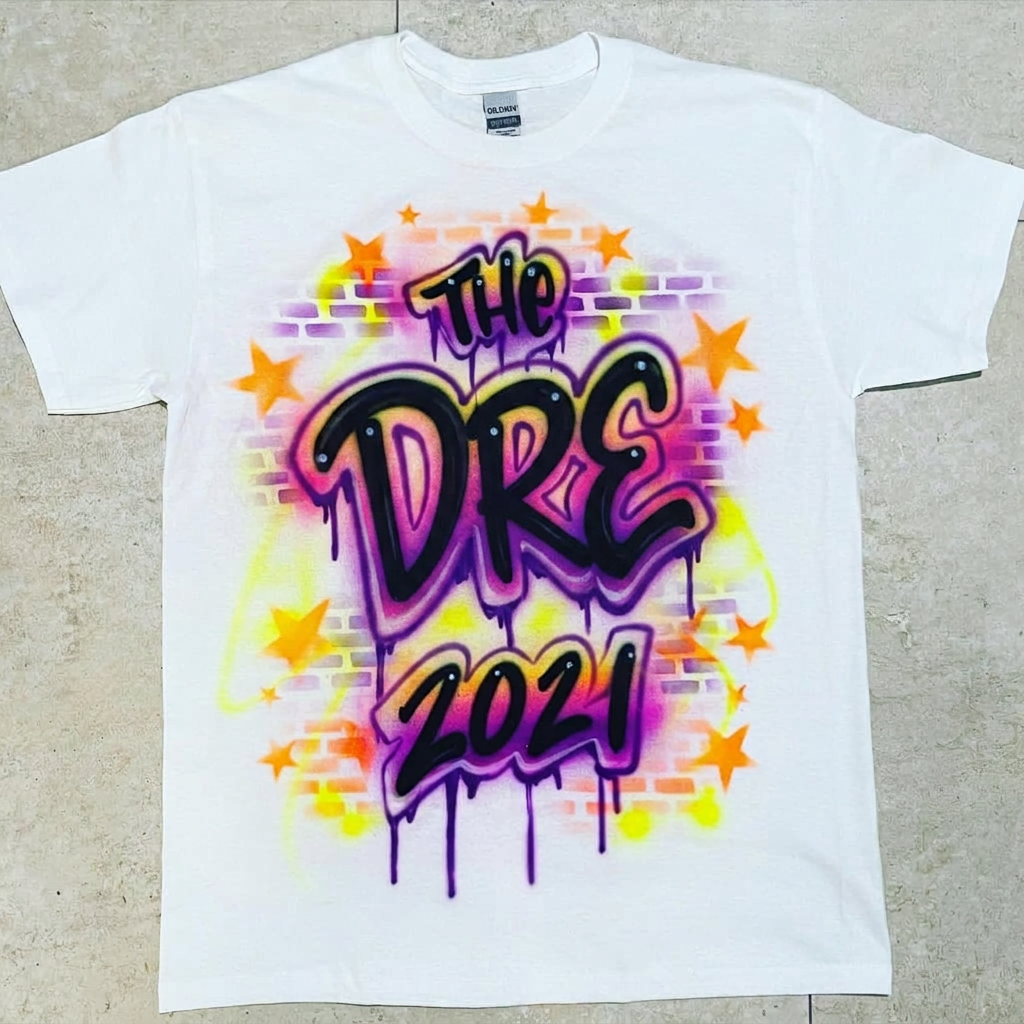 Tour-Grade Millenium Tour With Stars Tee — custom airbrush spray paint design on shirts, hats, shoes and outfits
