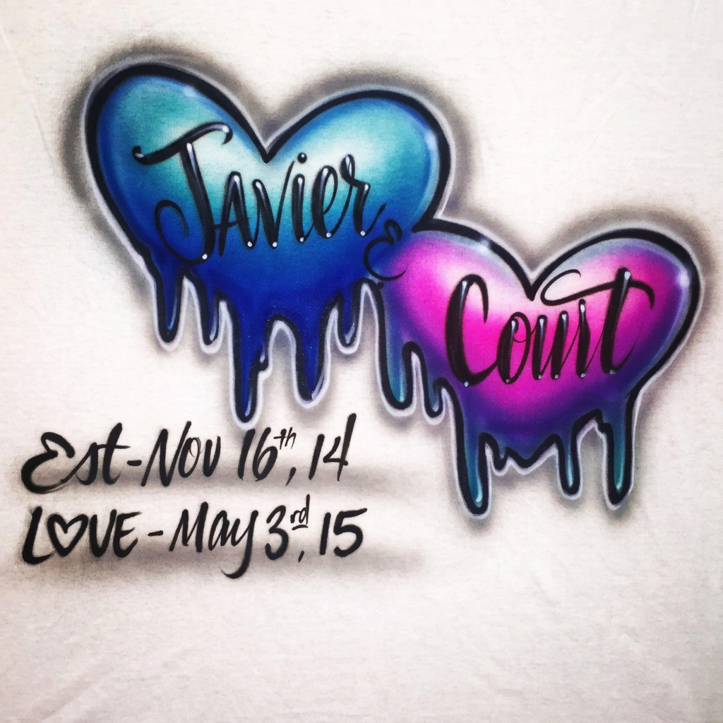 Studio Melting Hearts Couple Tee — hand airbrushed custom design