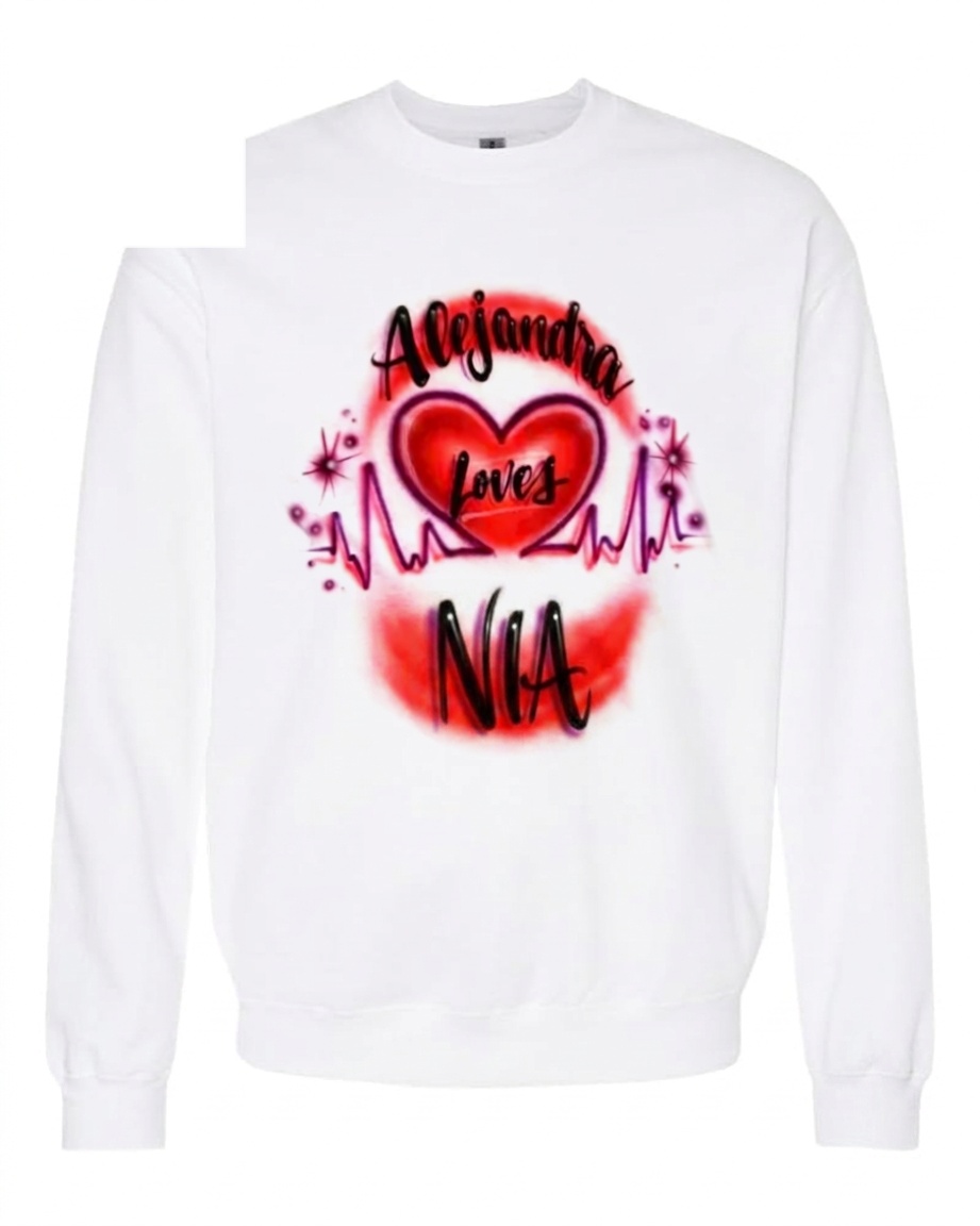 Studio Heartbeat Shirt Design | Winter Edition Couple Tee — custom airbrush spray paint design on shirts, hats, shoes and outfits