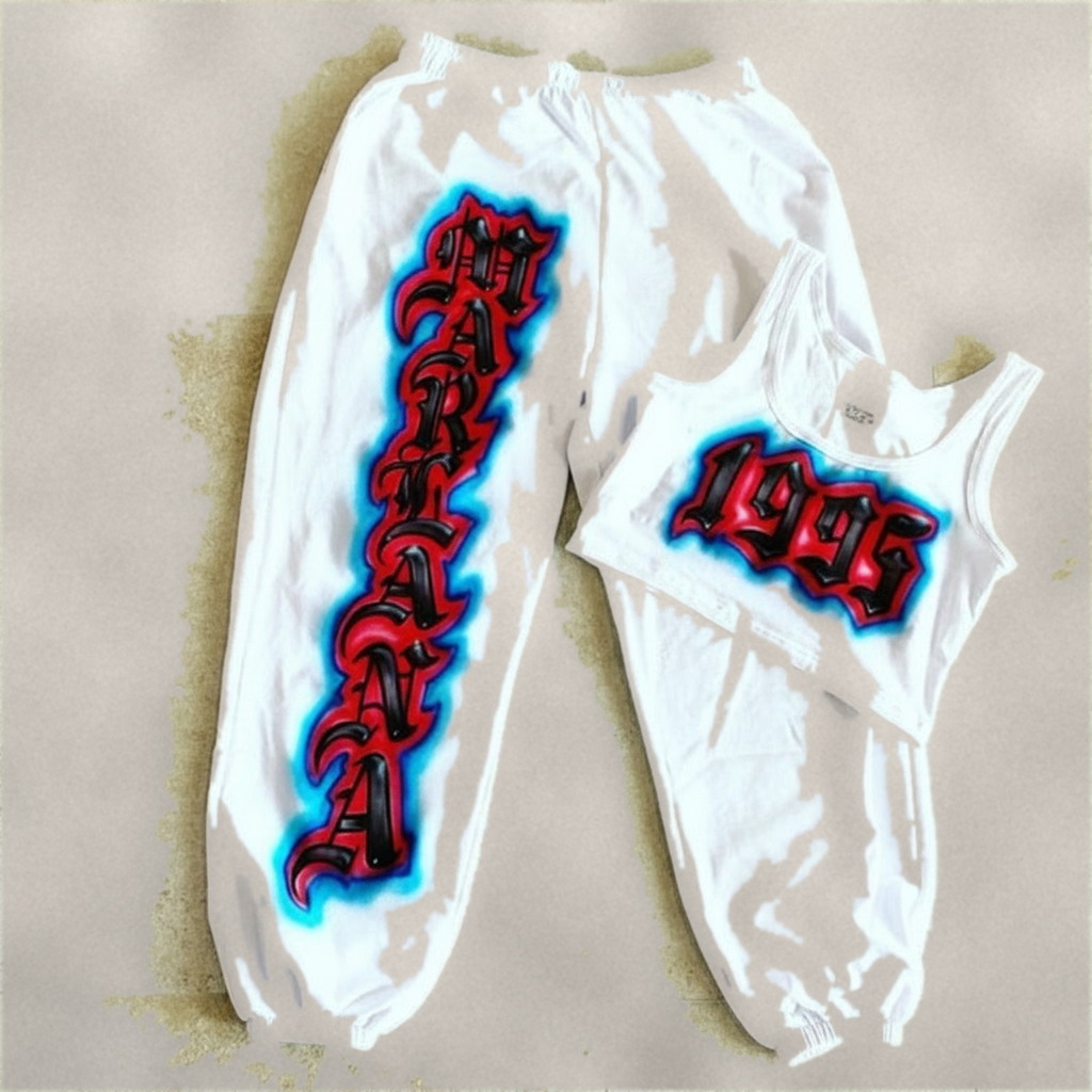 Signature 1995 Crop Top And Couple Tee — hand airbrushed custom design