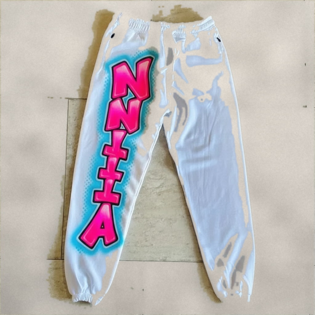 Custom Aquarius Joggers — custom airbrush spray paint design on shirts, hats, shoes and outfits