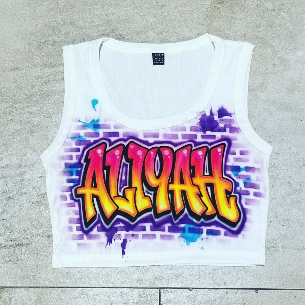 Premium Brick Crop Top — custom airbrush spray paint design on shirts, hats, shoes and outfits