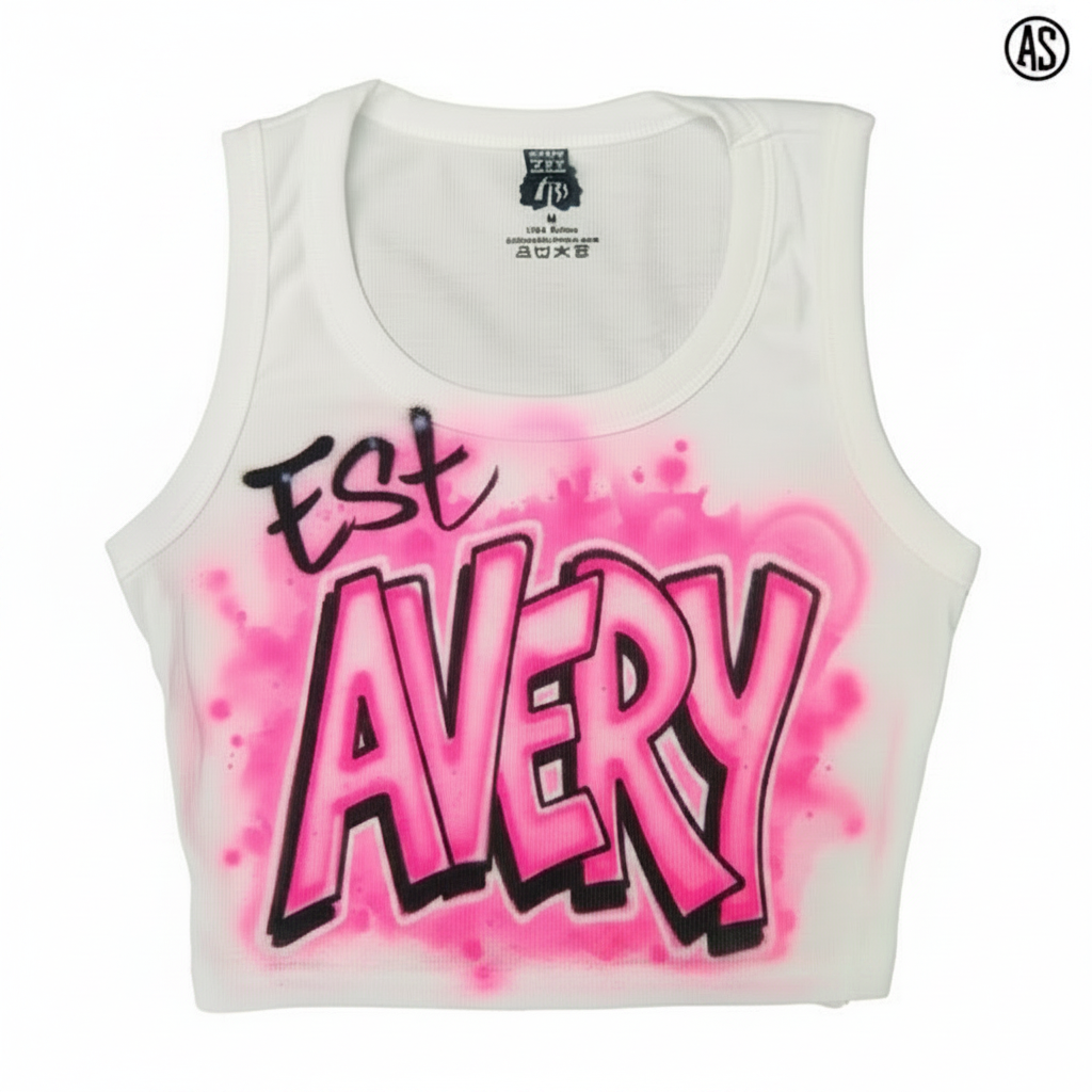 Boutique Est. 1995 - Custom Year Crop Top — custom airbrush spray paint design on shirts, hats, shoes and outfits