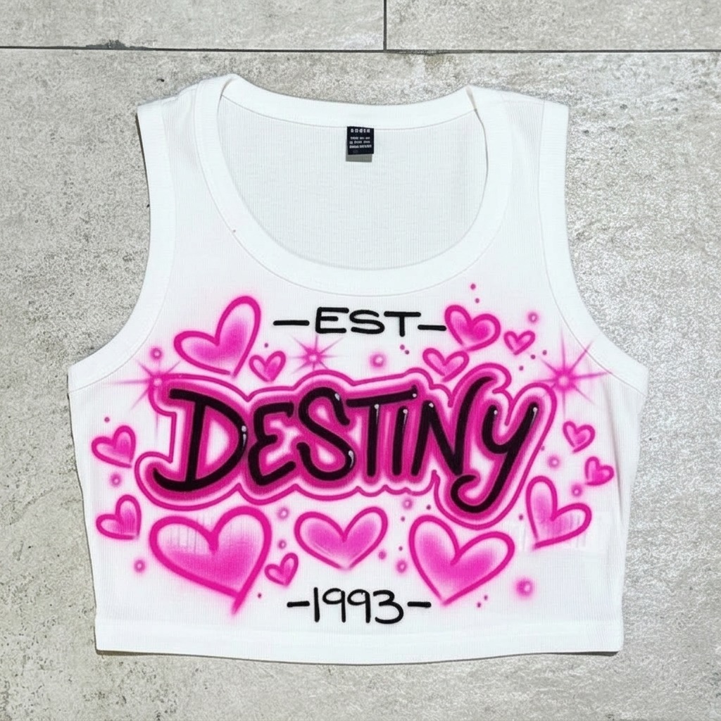 Artisan Est. Crop Top — custom airbrush spray paint design on shirts, hats, shoes and outfits
