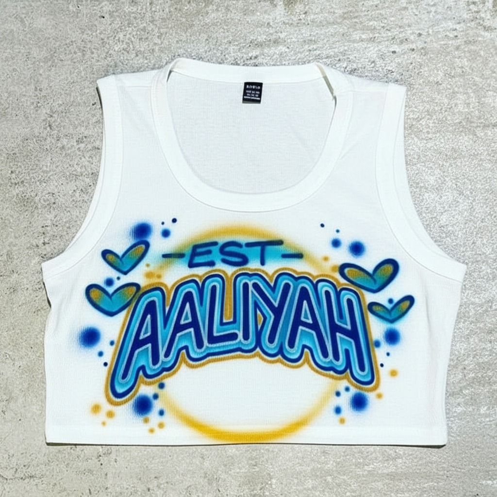 Master-Sprayed Est. Year Couple Tee — custom airbrush spray paint design on shirts, hats, shoes and outfits