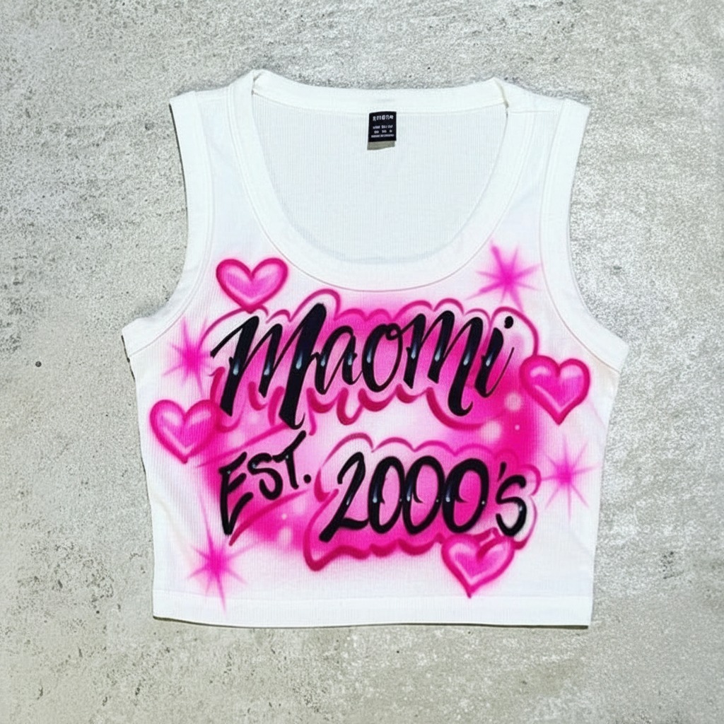 Studio Established Crop Top — custom airbrush spray paint design on shirts, hats, shoes and outfits