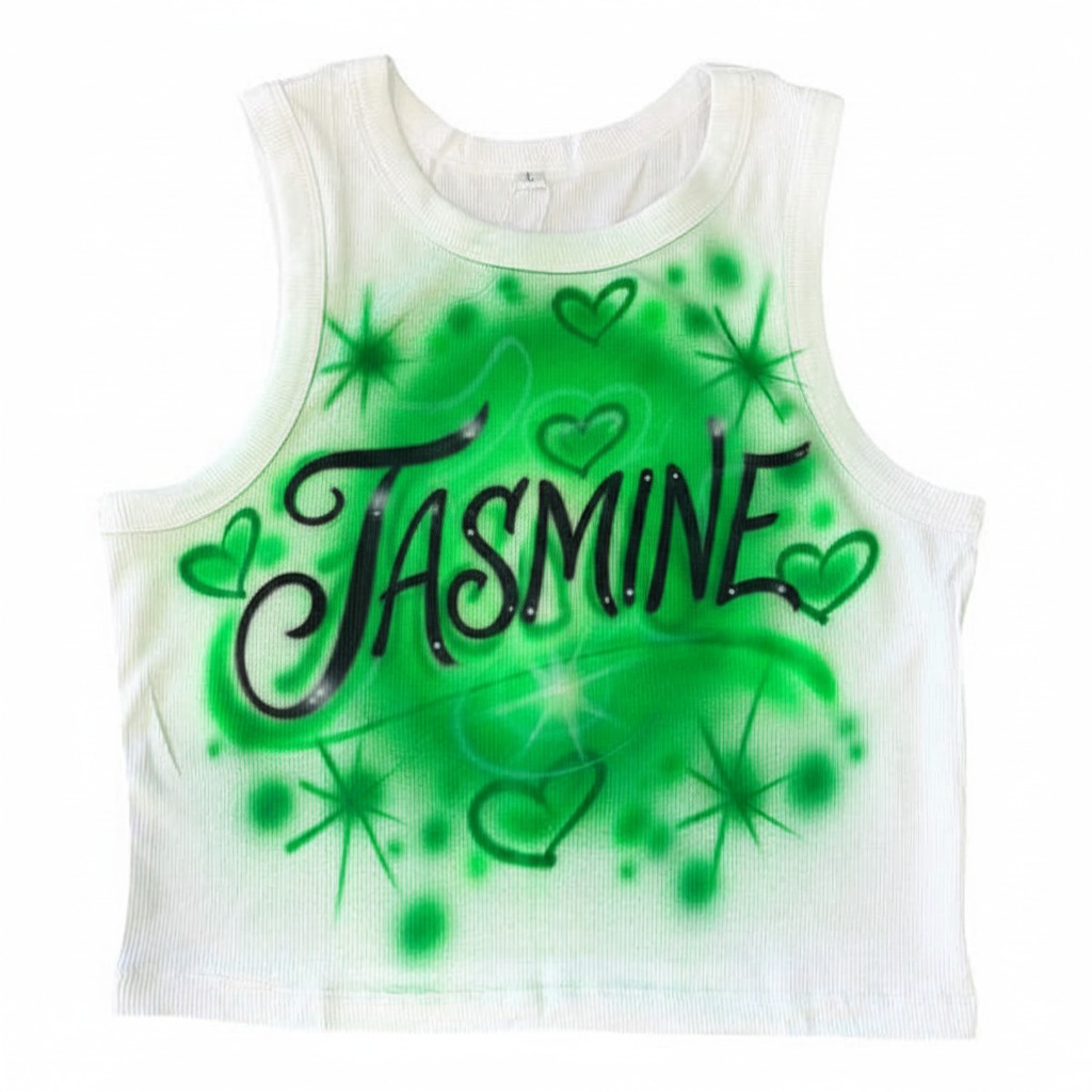 Studio Feid Crop Top — custom airbrush spray paint design on shirts, hats, shoes and outfits