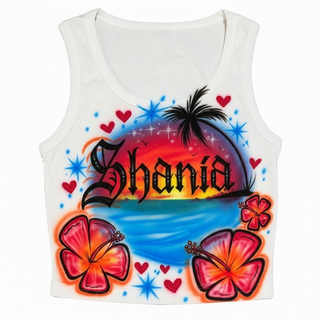 Master-Sprayed Latina Forever Crop Top — custom airbrush spray paint design on shirts, hats, shoes and outfits