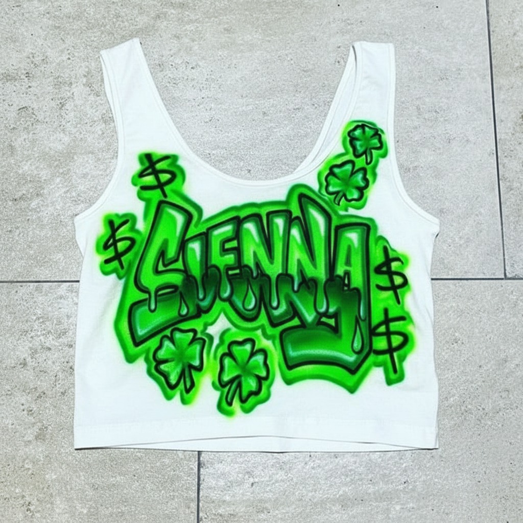 Premium Lucky Crop Top — hand airbrushed custom design
