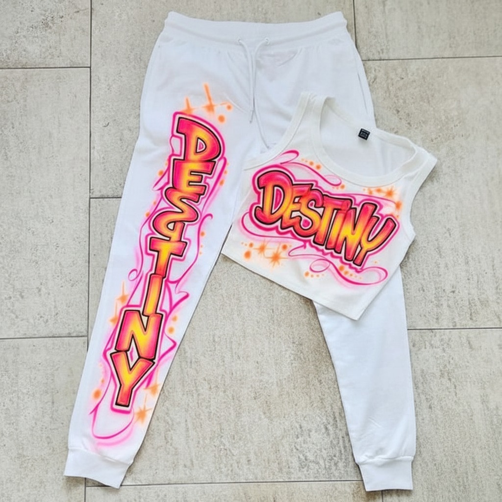 Artisan Neon Color Crop Top And Couple Tee — custom airbrush spray paint design on shirts, hats, shoes and outfits