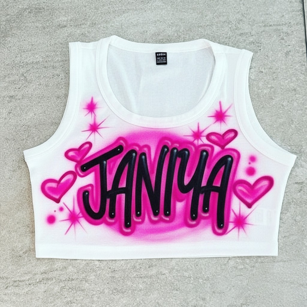 Custom Year Crop Top — custom airbrush spray paint design on shirts, hats, shoes and outfits