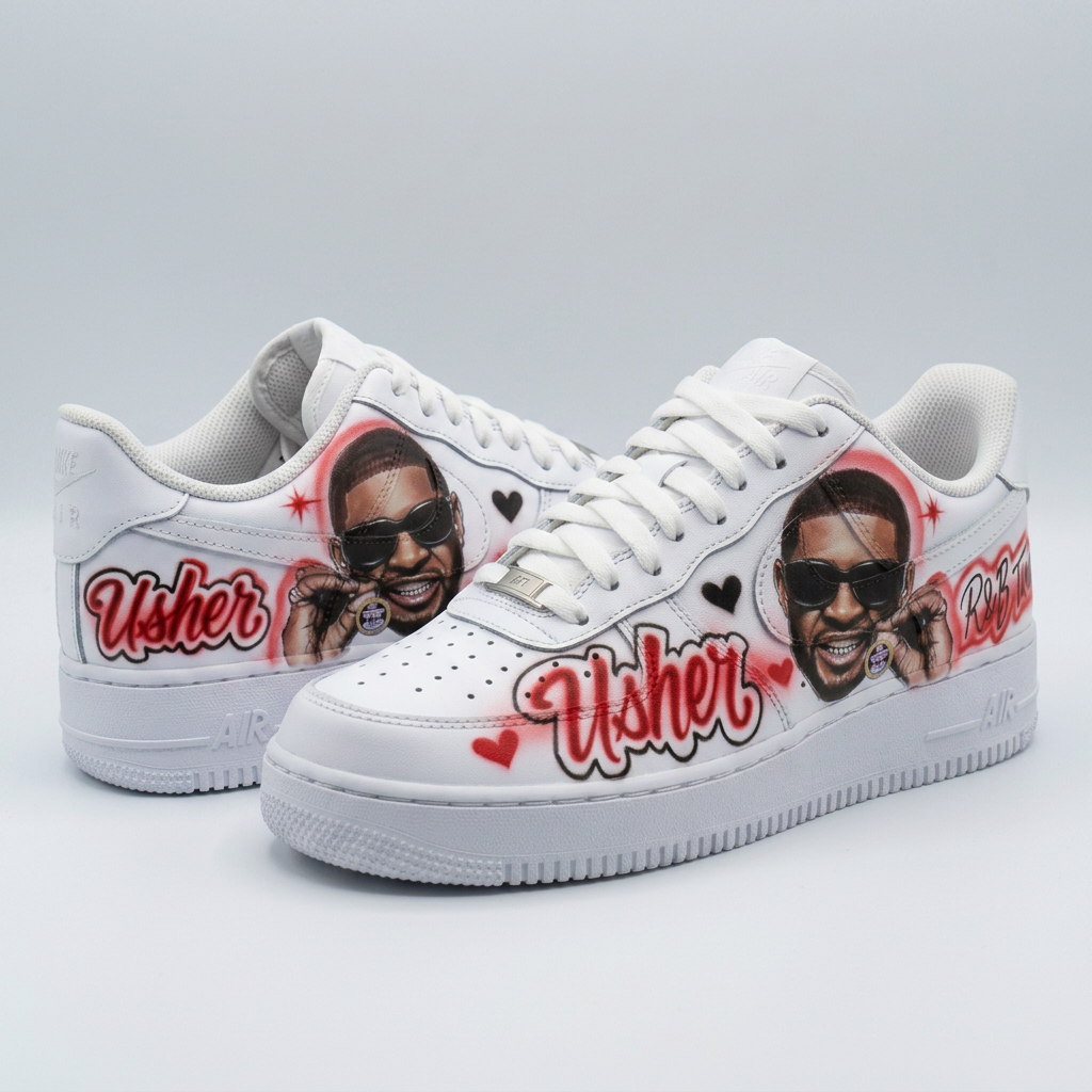 Studio Celebrity Concert Tour — Red Custom Kicks — custom airbrush painted sneakers, sold as a matching pair