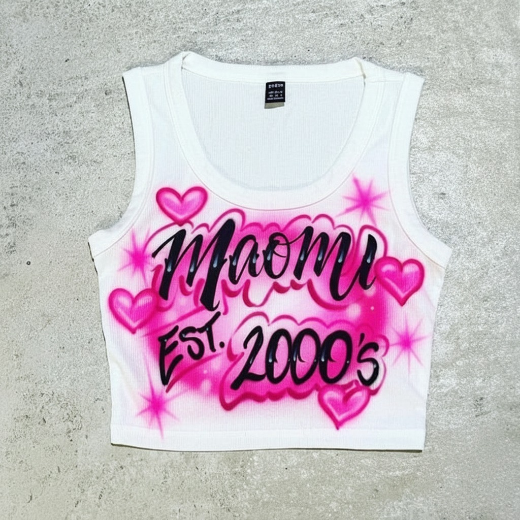 Master-Sprayed Established Crop Top — custom airbrush spray paint design on shirts, hats, shoes and outfits
