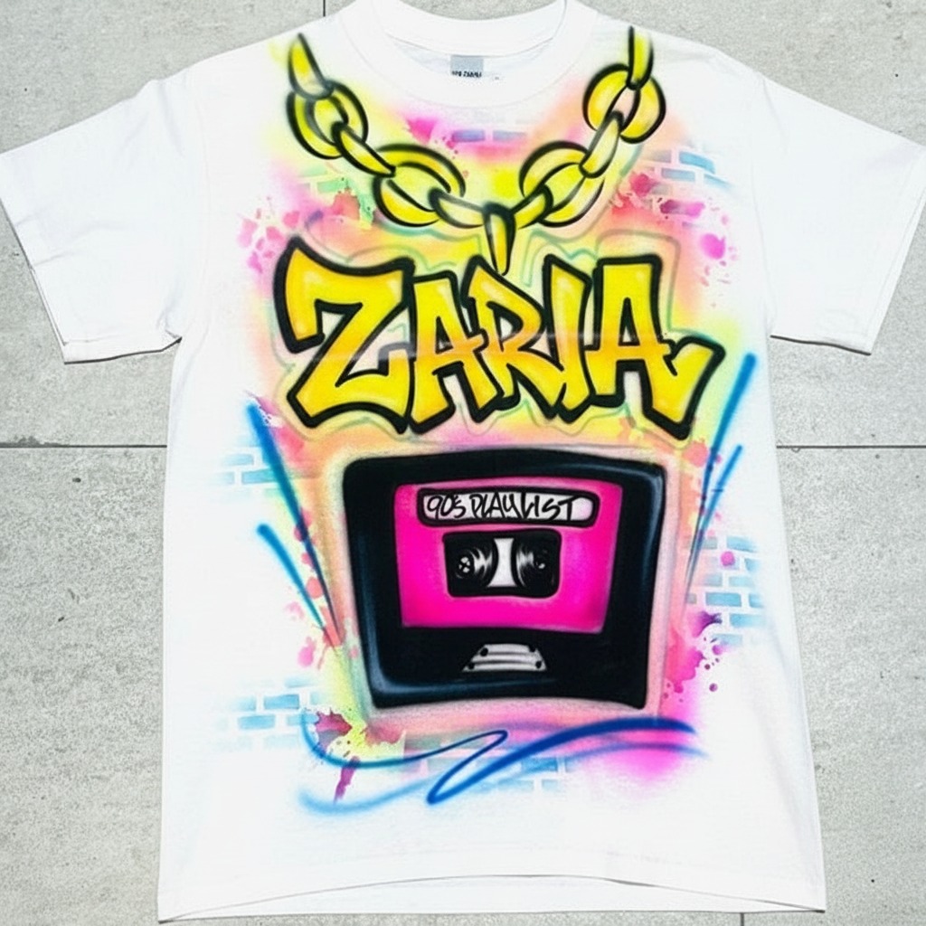 Artisan FlyGirl Tee — custom airbrush spray paint design on shirts, hats, shoes and outfits