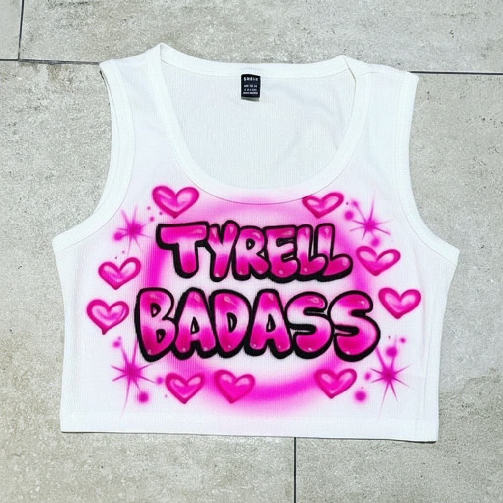 Studio Hearts Crop Top — hand airbrushed custom design