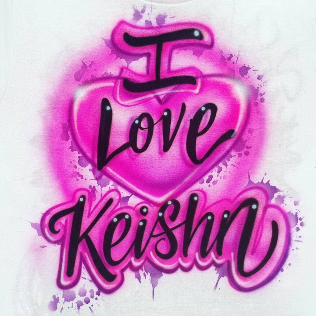 Signature Splatter I Love Tee — hand airbrushed custom design