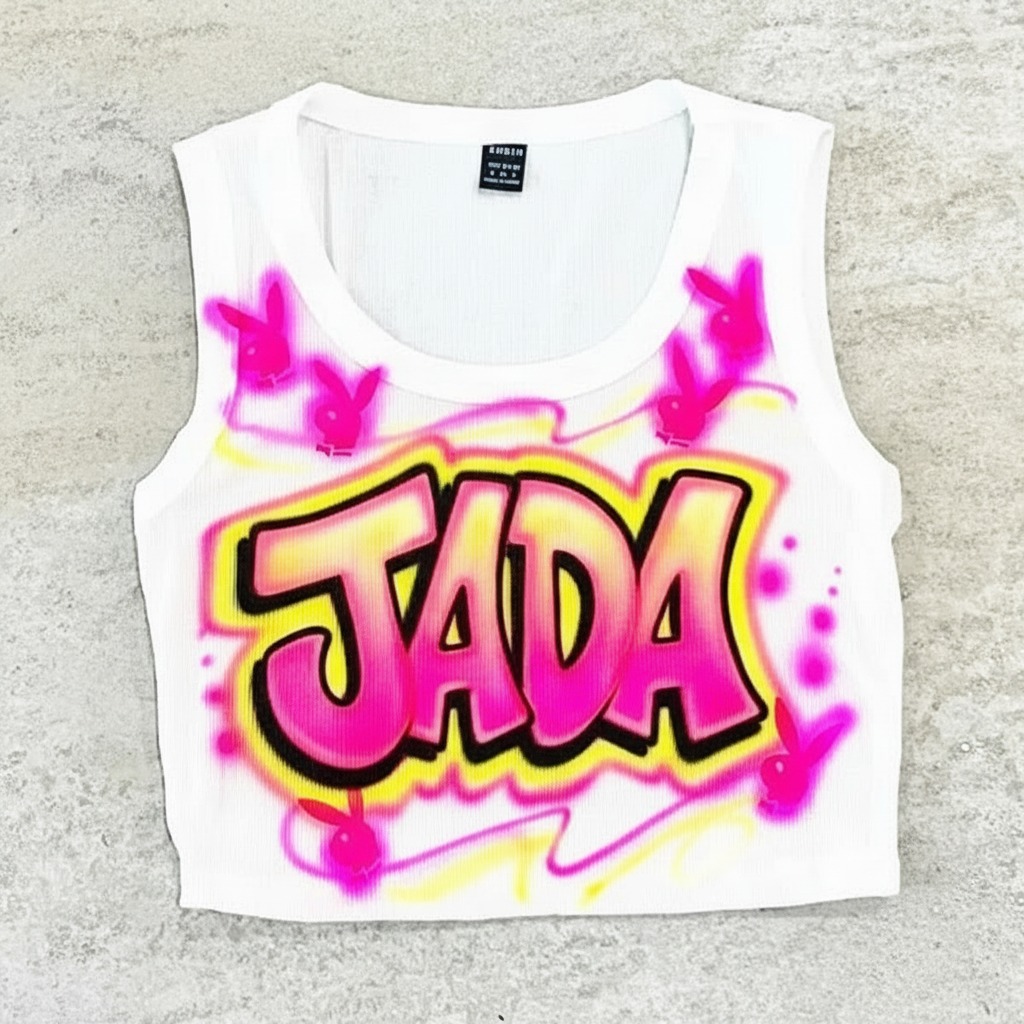 Studio Playgirl Crop Top — hand airbrushed custom design