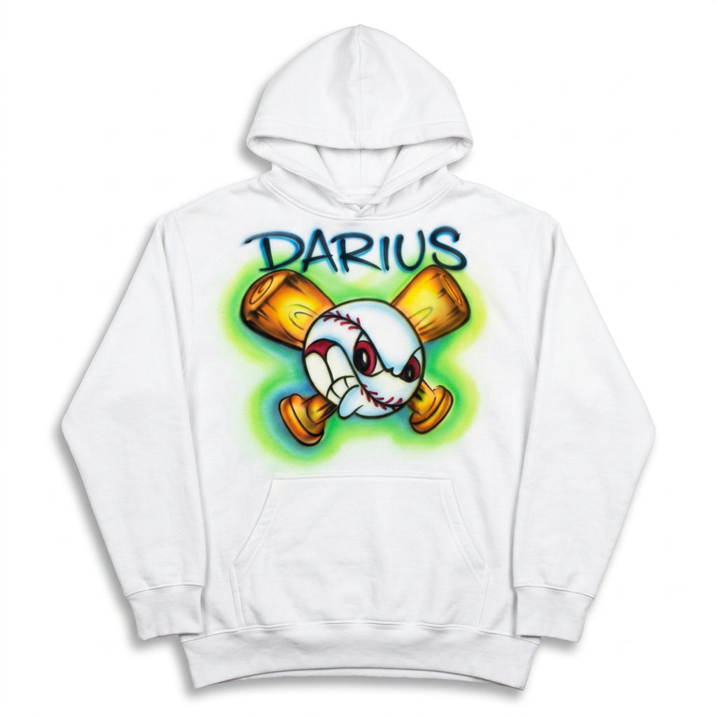 Fear Me Baseball Name Fall Hoodie — hand airbrushed custom design