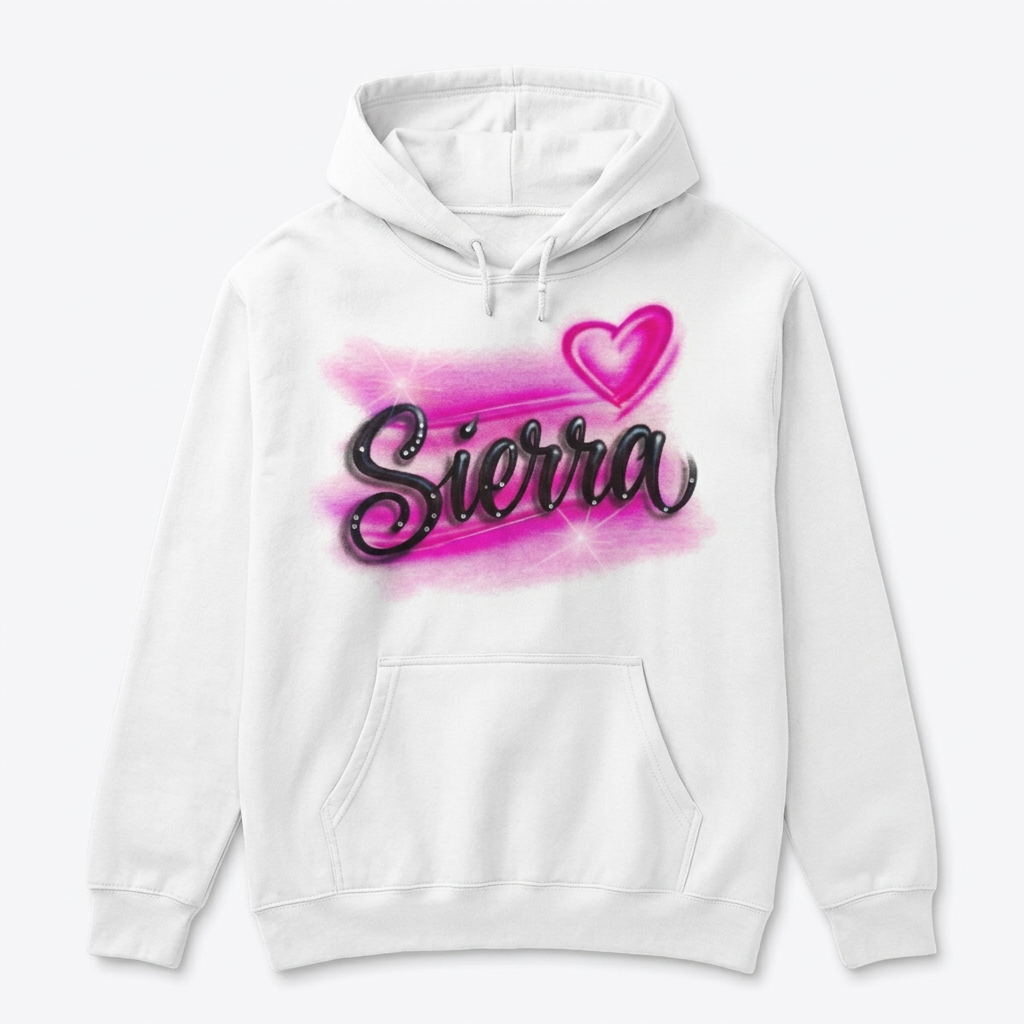 Old School 2000'S Name Fall Hoodie — hand airbrushed custom design