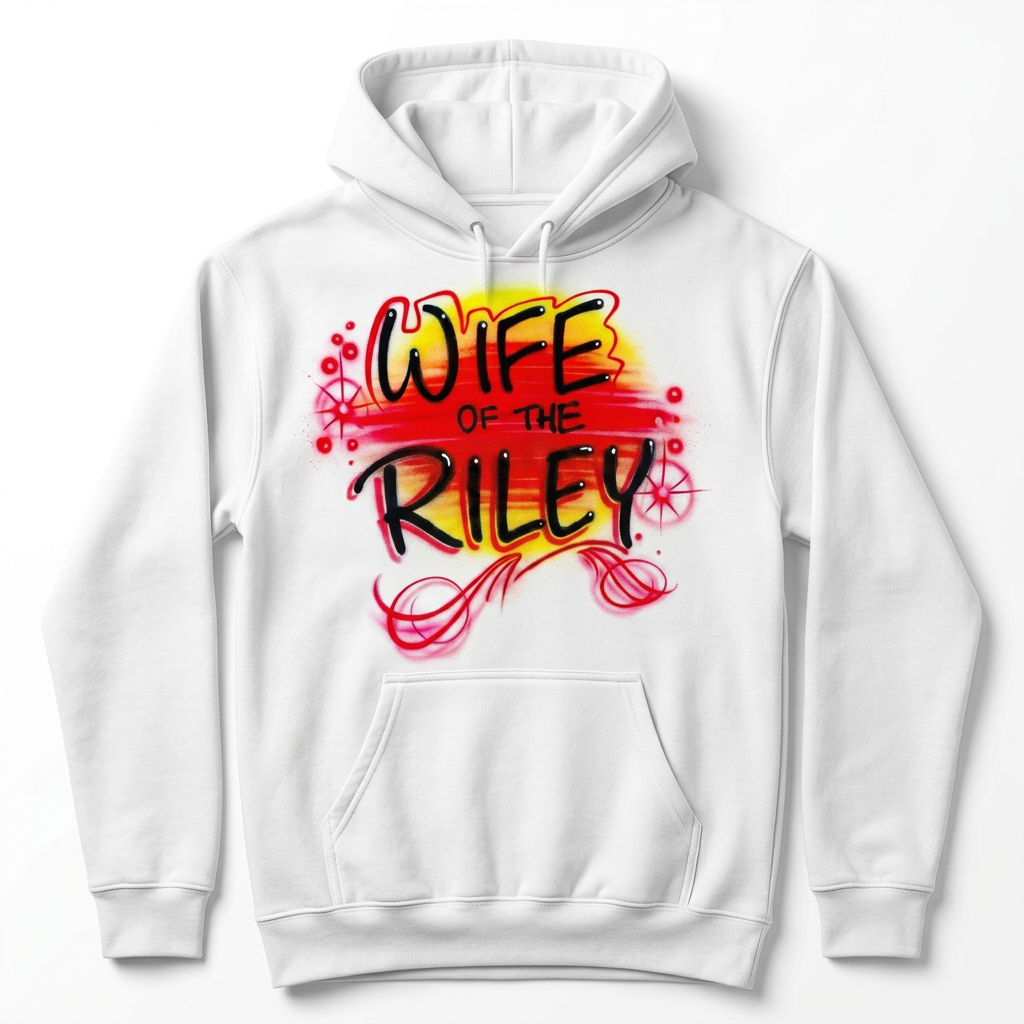 Wife Name Fall Hoodie — hand airbrushed custom design