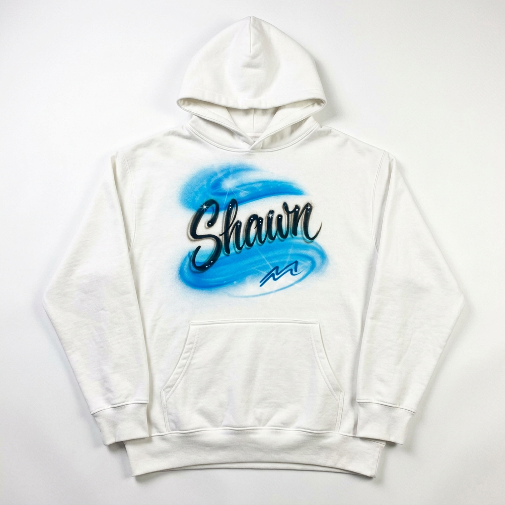 Zodiac Aquarius Name Fall Hoodie — hand airbrushed custom design