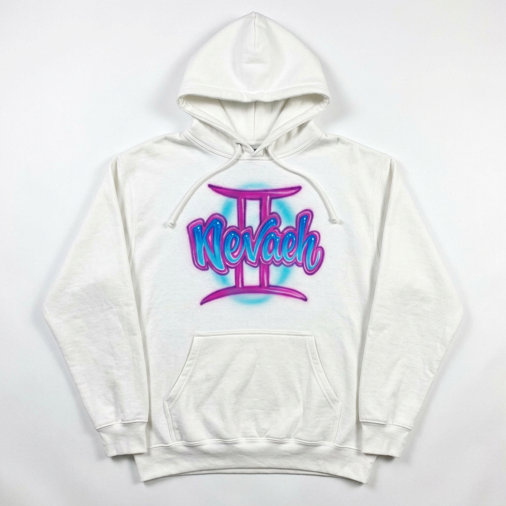 Zodiac Sign Name Fall Hoodie — hand airbrushed custom design