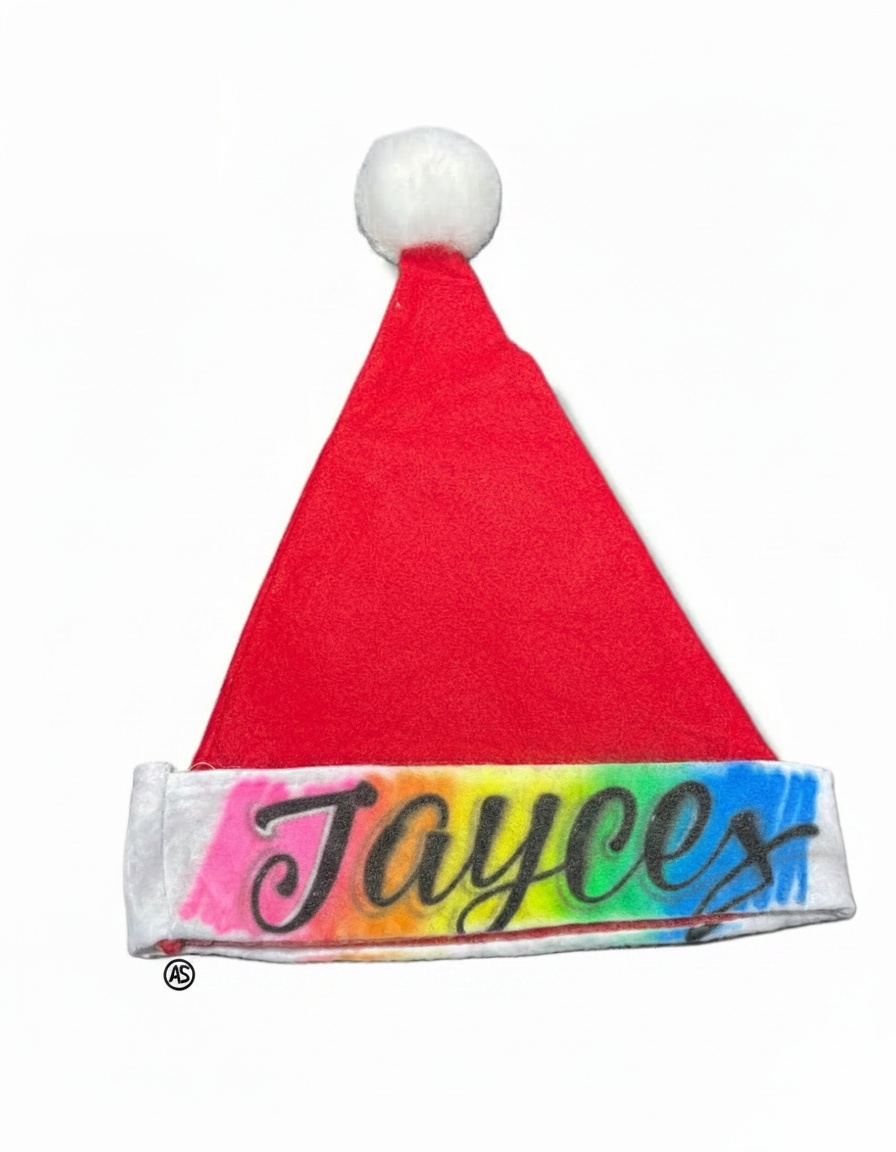 Master-Sprayed Rainbow Santa | Christmas Edition Hat — custom airbrush spray paint design on shirts, hats, shoes and outfits