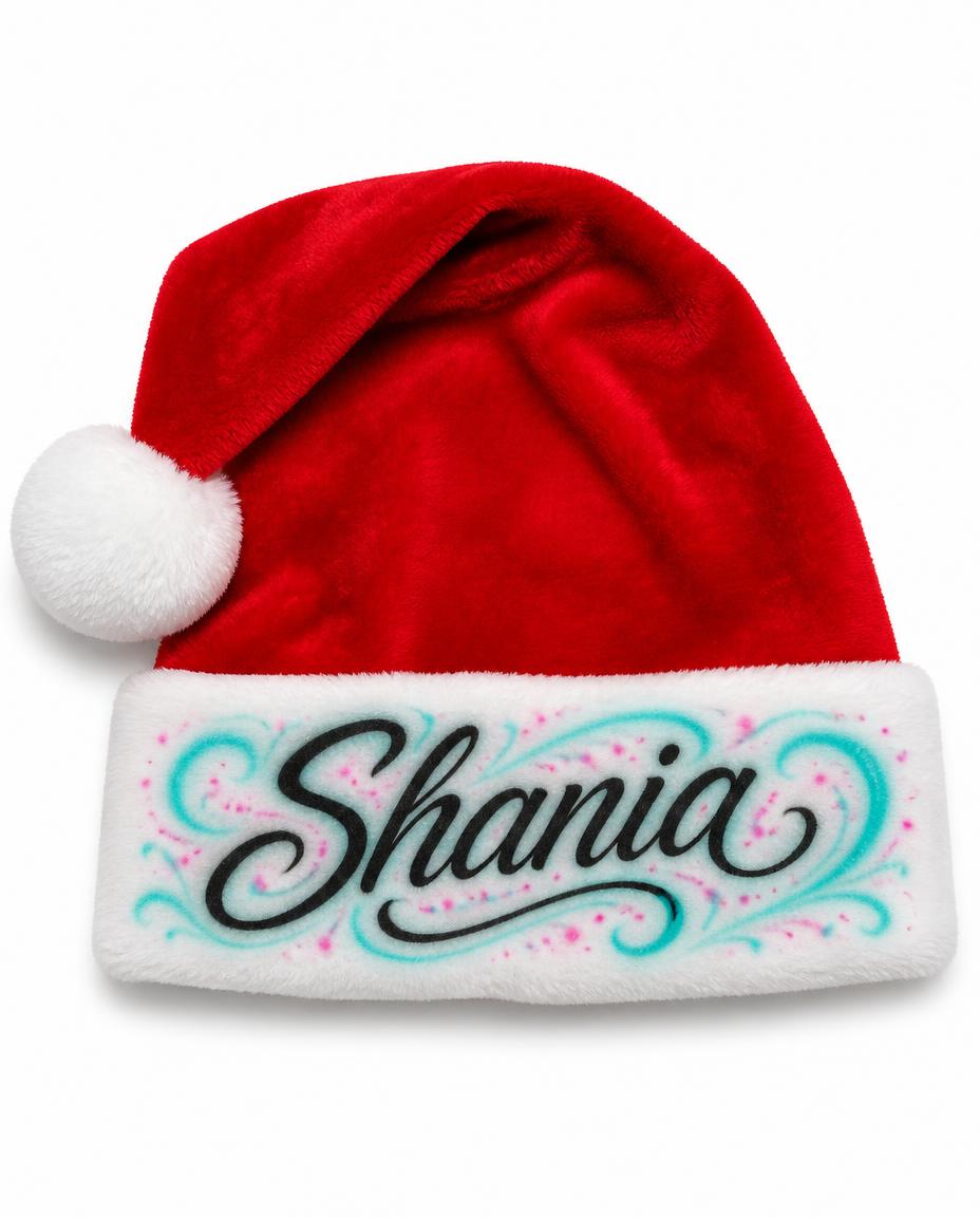 Artisan Cursive Santa | Christmas Edition Hat — custom airbrush spray paint design on shirts, hats, shoes and outfits