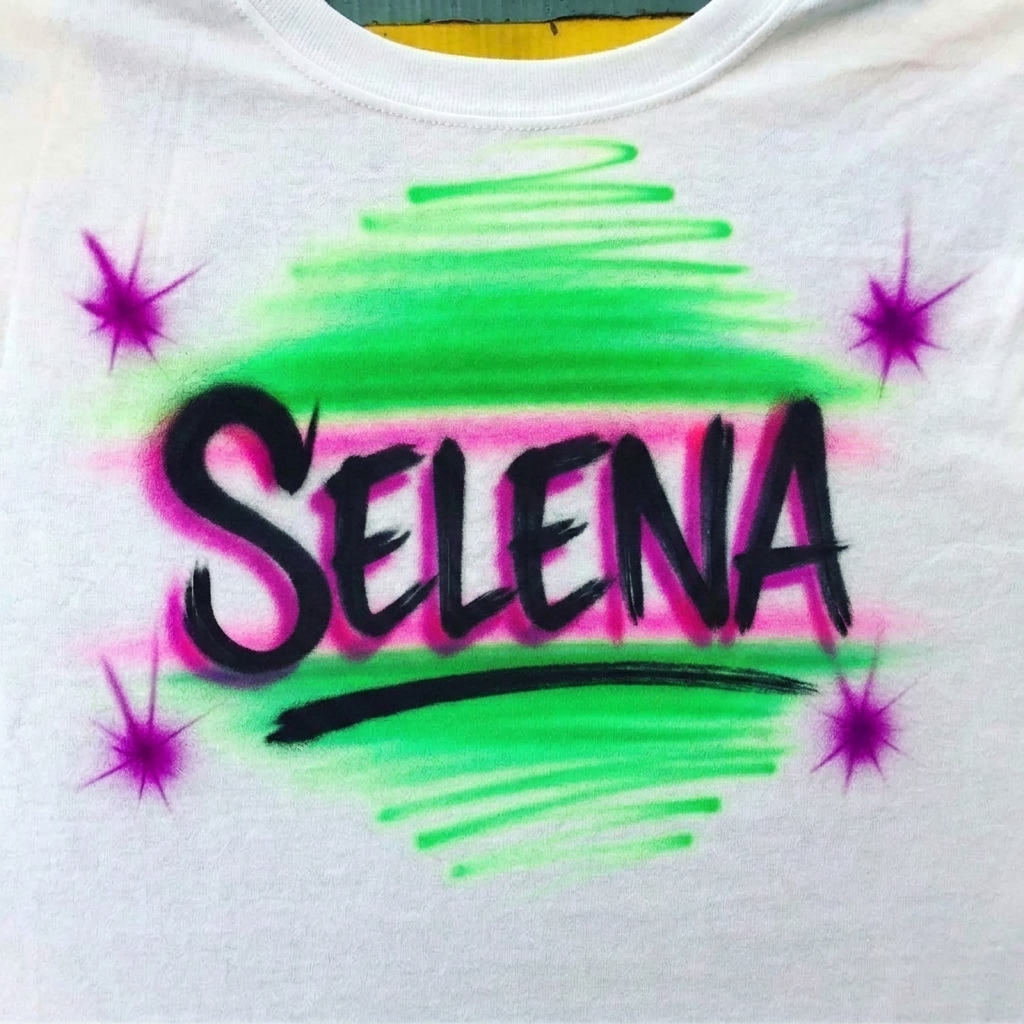 Bespoke Scratch Name Tee — hand airbrushed custom design