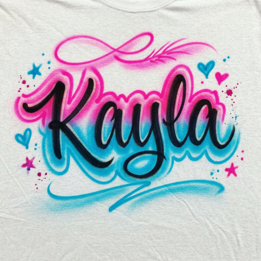 Bespoke Street Style Name Tee — hand airbrushed custom design