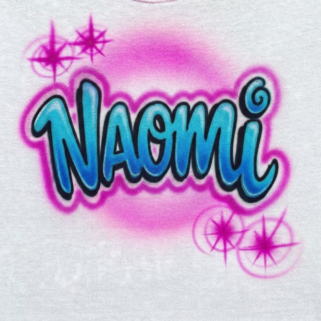 Master-Lettered Two Colored Name Tee — custom airbrush spray paint design on shirts, hats, shoes and outfits