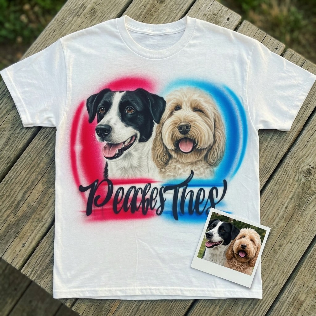 Premium Best Buddies Pet Portrait Tee — hand airbrushed custom design