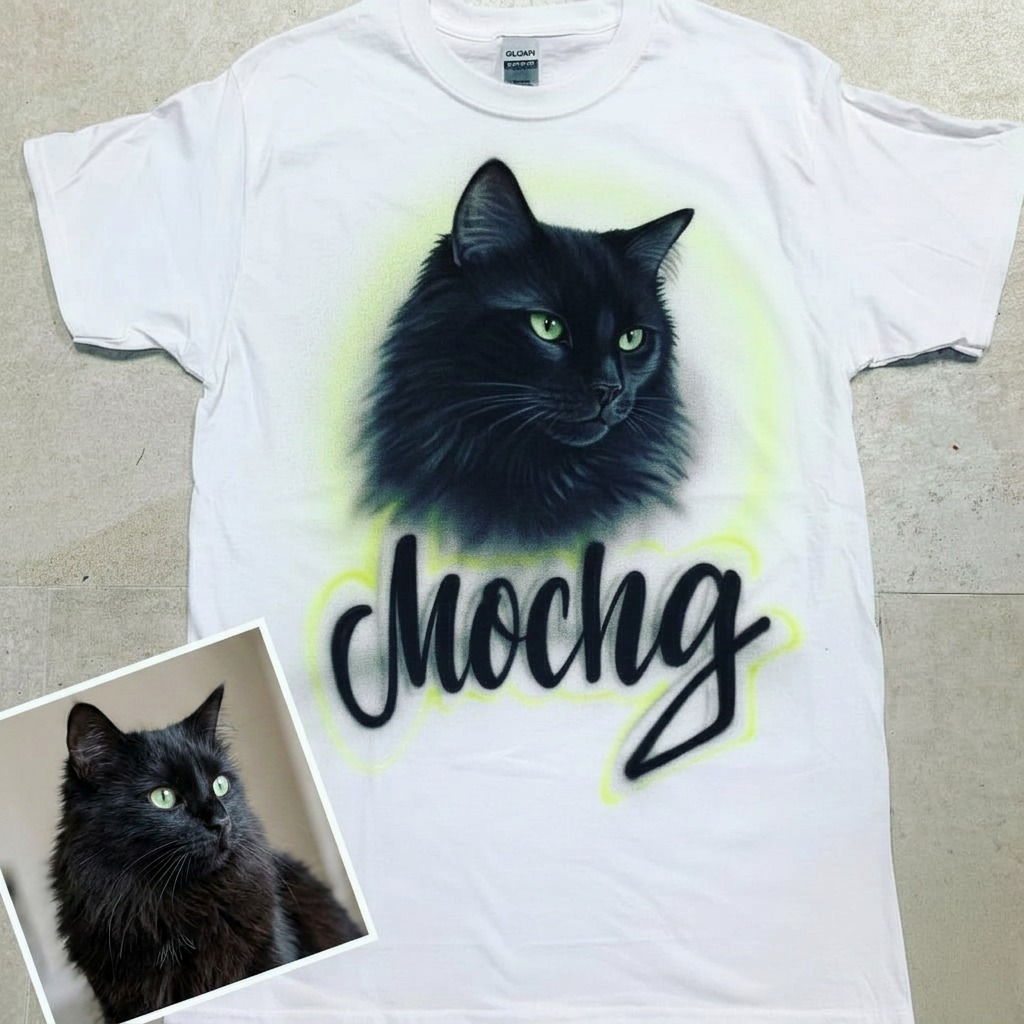 Artisan Pet Portrait w/ Circle Tee — hand airbrushed custom design