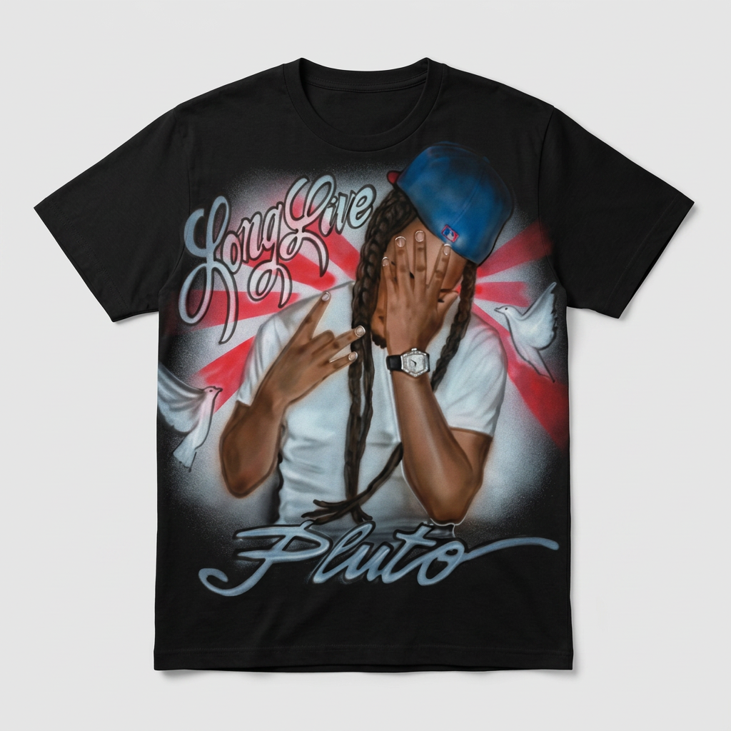 Heirloom Long Live Sunburst Portrait Tee — custom airbrush spray paint design on shirts, hats, shoes and outfits