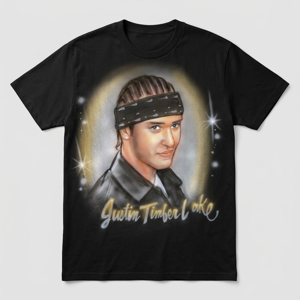 Master-Sprayed Spotlight Portrait Tee — custom airbrush spray paint design on shirts, hats, shoes and outfits